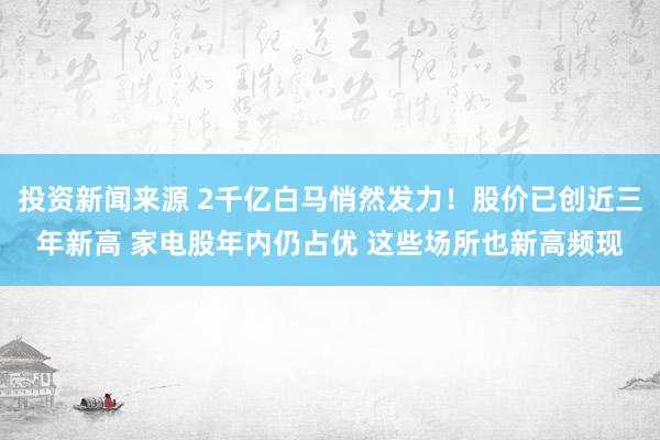 投资新闻来源 2千亿白马悄然发力！股价已创近三年新高 家电股年内仍占优 这些场所也新高频现