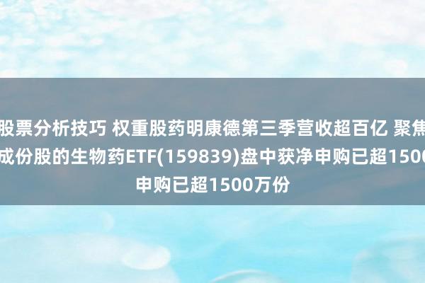 股票分析技巧 权重股药明康德第三季营收超百亿 聚焦30只成份股的生物药ETF(159839)盘中获净申购已超1500万份