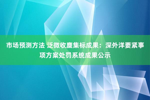 市场预测方法 泛微收麇集标成果：深外洋要紧事项方案处罚系统成果公示