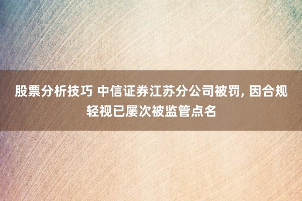 股票分析技巧 中信证券江苏分公司被罚, 因合规轻视已屡次被监管点名