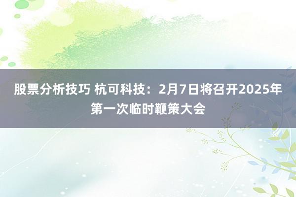 股票分析技巧 杭可科技：2月7日将召开2025年第一次临时鞭策大会