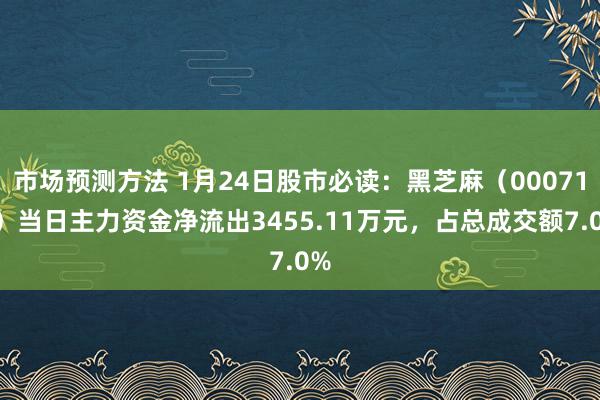 市场预测方法 1月24日股市必读：黑芝麻（000716）当日主力资金净流出3455.11万元，占总成交额7.0%