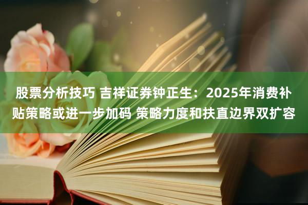 股票分析技巧 吉祥证券钟正生：2025年消费补贴策略或进一步加码 策略力度和扶直边界双扩容