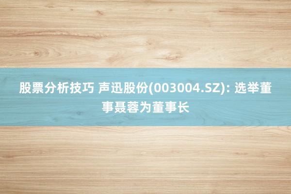 股票分析技巧 声迅股份(003004.SZ): 选举董事聂蓉为董事长