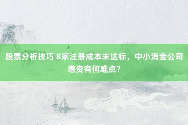 股票分析技巧 8家注册成本未达标，中小消金公司增资有何难点？