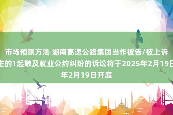 市场预测方法 湖南高速公路集团当作被告/被上诉东谈主的1起触及就业公约纠纷的诉讼将于2025年2月19日开庭