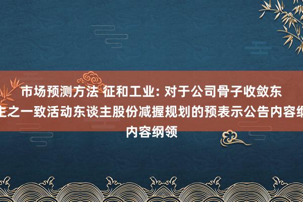 市场预测方法 征和工业: 对于公司骨子收敛东谈主之一致活动东谈主股份减握规划的预表示公告内容纲领