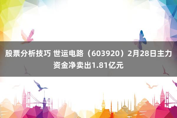 股票分析技巧 世运电路（603920）2月28日主力资金净卖出1.81亿元