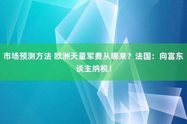 市场预测方法 欧洲天量军费从哪来？法国：向富东谈主纳税！